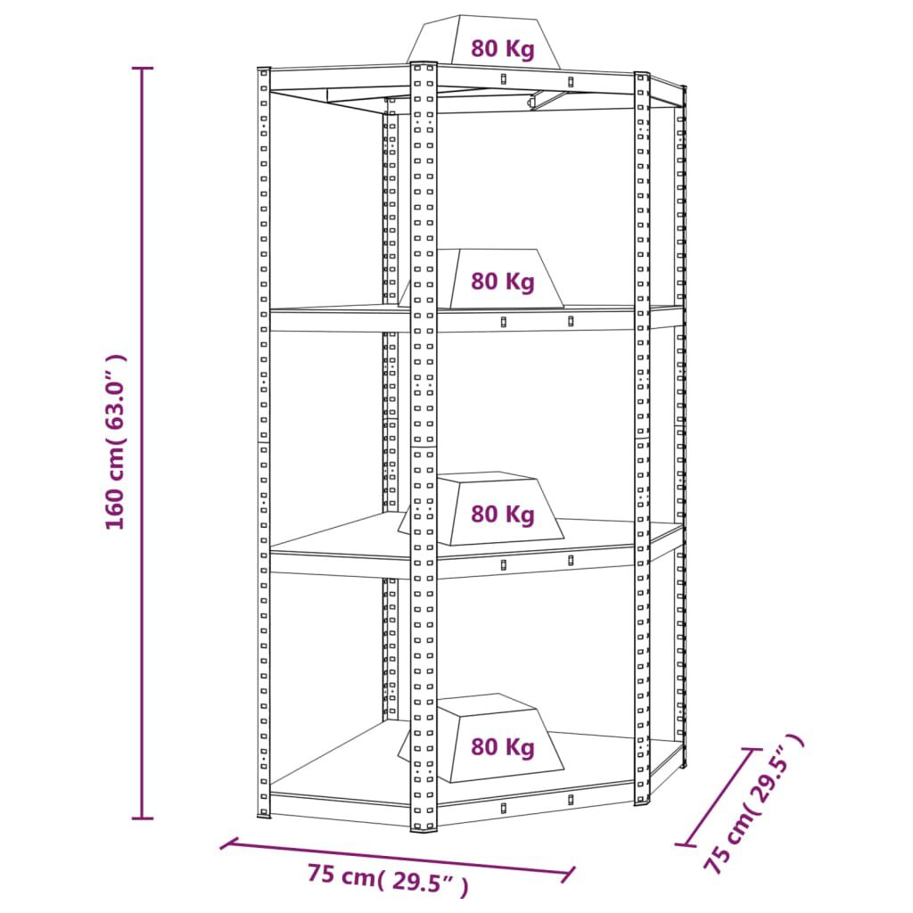 vidaXL 4-Layer Shelves 2 pcs Silver Steel&Engineered Wood