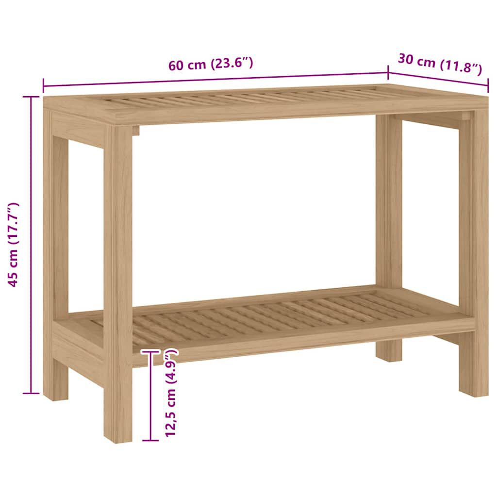 vidaXL Bathroom Side Table 60x30x45 cm Solid Wood Teak