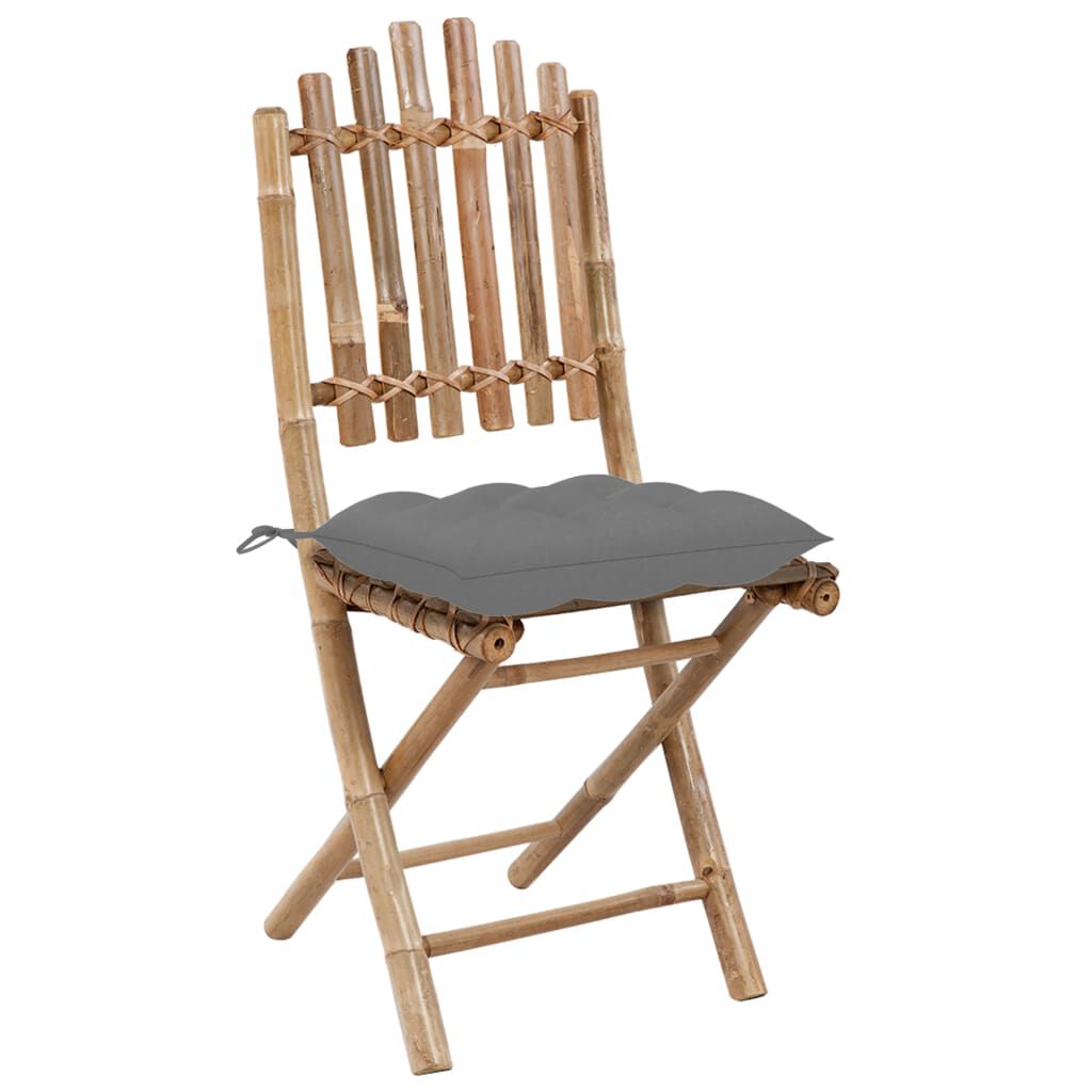 vidaXL 5 Piece Folding Outdoor Dining Set with Cushions Bamboo