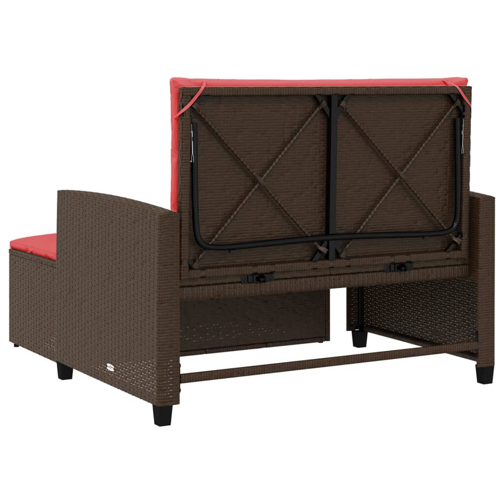 vidaXL Garden Sofa with Cushions 2-Seater Brown Poly Rattan