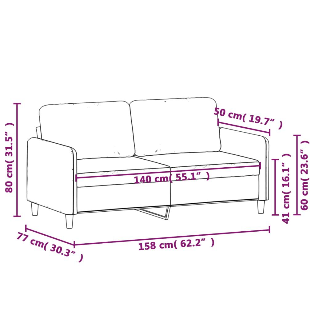vidaXL 2-Seater Sofa Black 140 cm Velvet