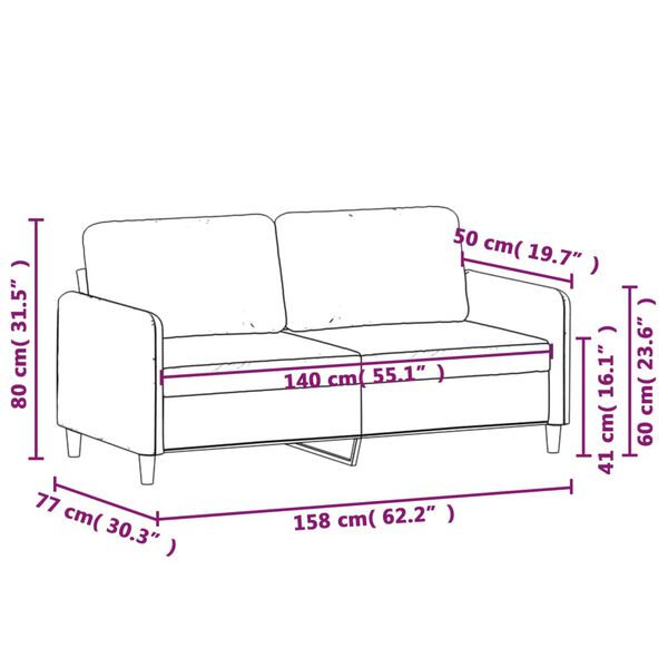 vidaXL 2-Seater Sofa Black 140 cm Velvet