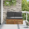vidaXL 2 Piece Outdoor Middle Sofa Solid Acacia Wood Natural