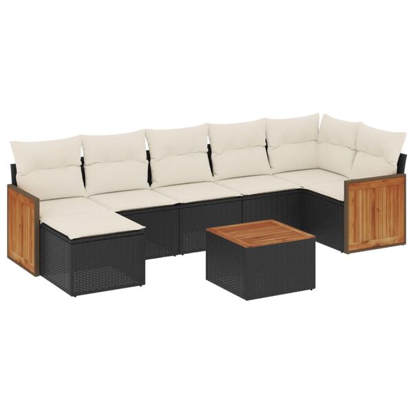 vidaXL 8 Piece Garden Sofa Set with Cushions Black Poly Rattan