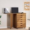 vidaXL Rolling Cabinet with Desk MOSS Honey Brown Solid Wood Pine