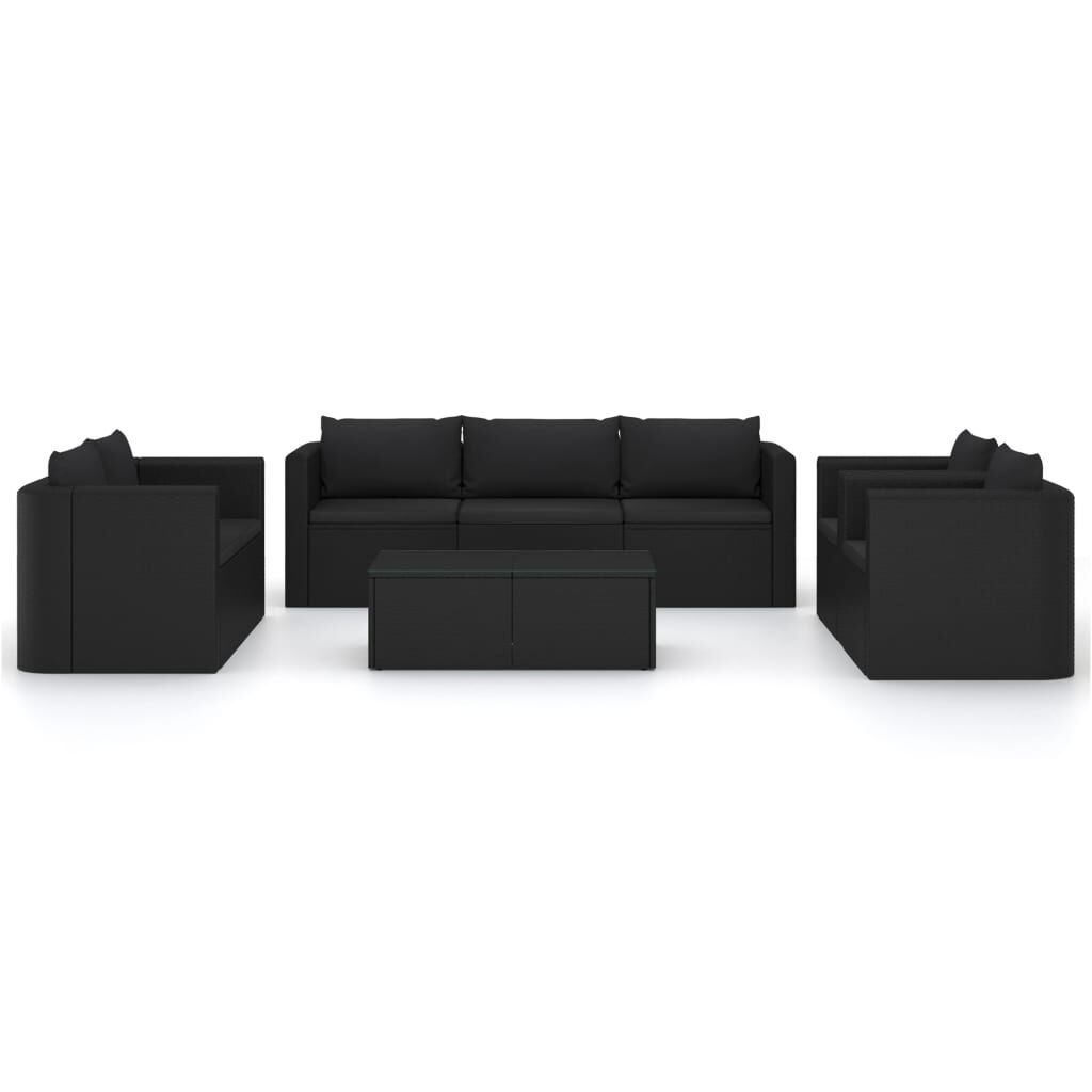 vidaXL 9 Piece Garden Lounge Set with Cushions Poly Rattan Black