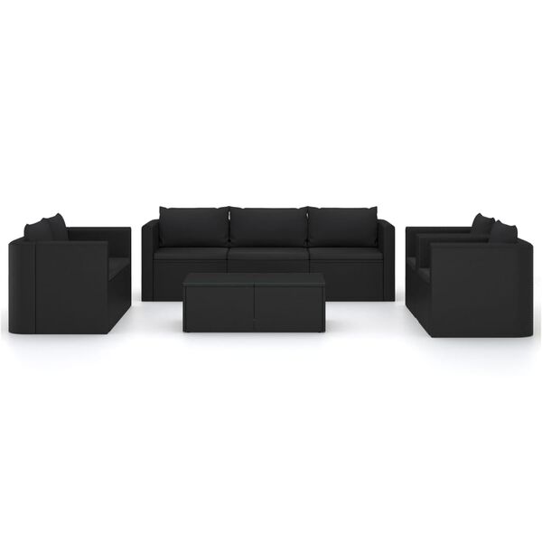 vidaXL 9 Piece Garden Lounge Set with Cushions Poly Rattan Black