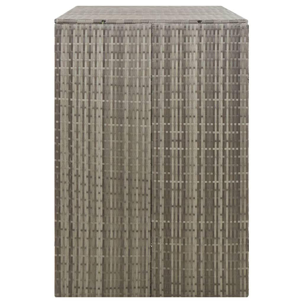 vidaXL Double Wheelie Bin Shed Grey 140x80x117 cm Poly Rattan