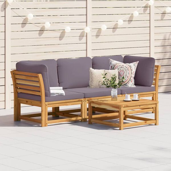 vidaXL 3 Piece Garden Lounge Set with Cushions Solid Wood Acacia