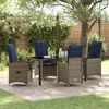 vidaXL Table and Chair Set with Cushion 5 pcs Grey PE Rattan