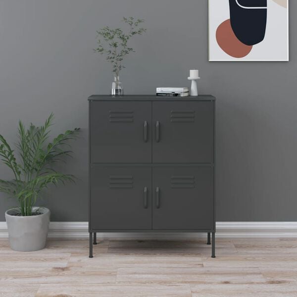 vidaXL Storage Cabinet Anthracite 80x35x101.5 cm Steel