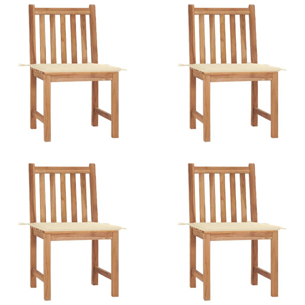 vidaXL Garden Chairs 4 pcs with Cushions Solid Teak Wood