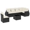 vidaXL 7 Piece Garden Sofa Set with Cushions Black Poly Rattan