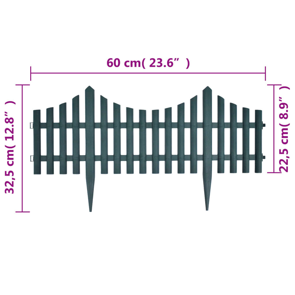 vidaXL 17 pcs Lawn Dividers 10 m Green