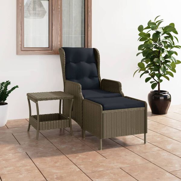 vidaXL 2 Piece Garden Lounge Set with Cushions Poly Rattan Brown