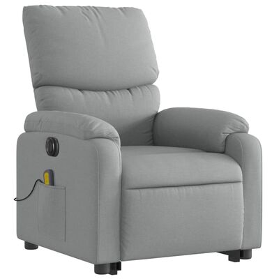 vidaXL Electric Stand up Massage Recliner Chair Light Grey Fabric