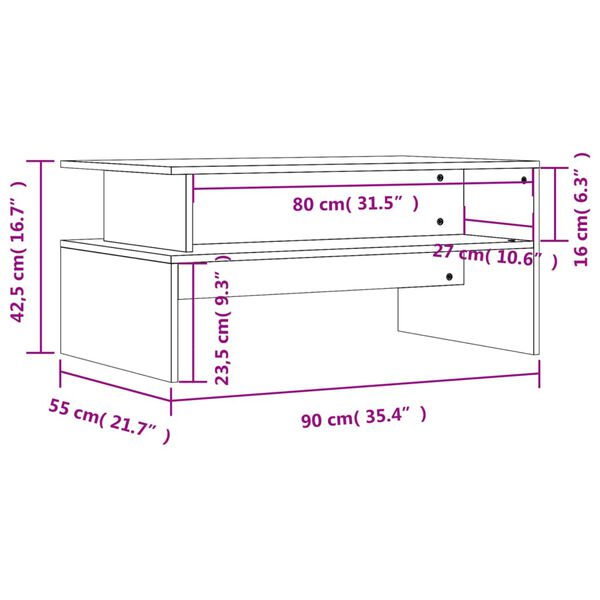 vidaXL Coffee Table Grey Sonoma 90x55x42.5 cm Engineered Wood