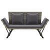 vidaXL Garden Bench with Cushions 176 cm Grey Poly Rattan