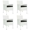 vidaXL 5 Piece Garden Dining Set with Cushions White Poly Rattan