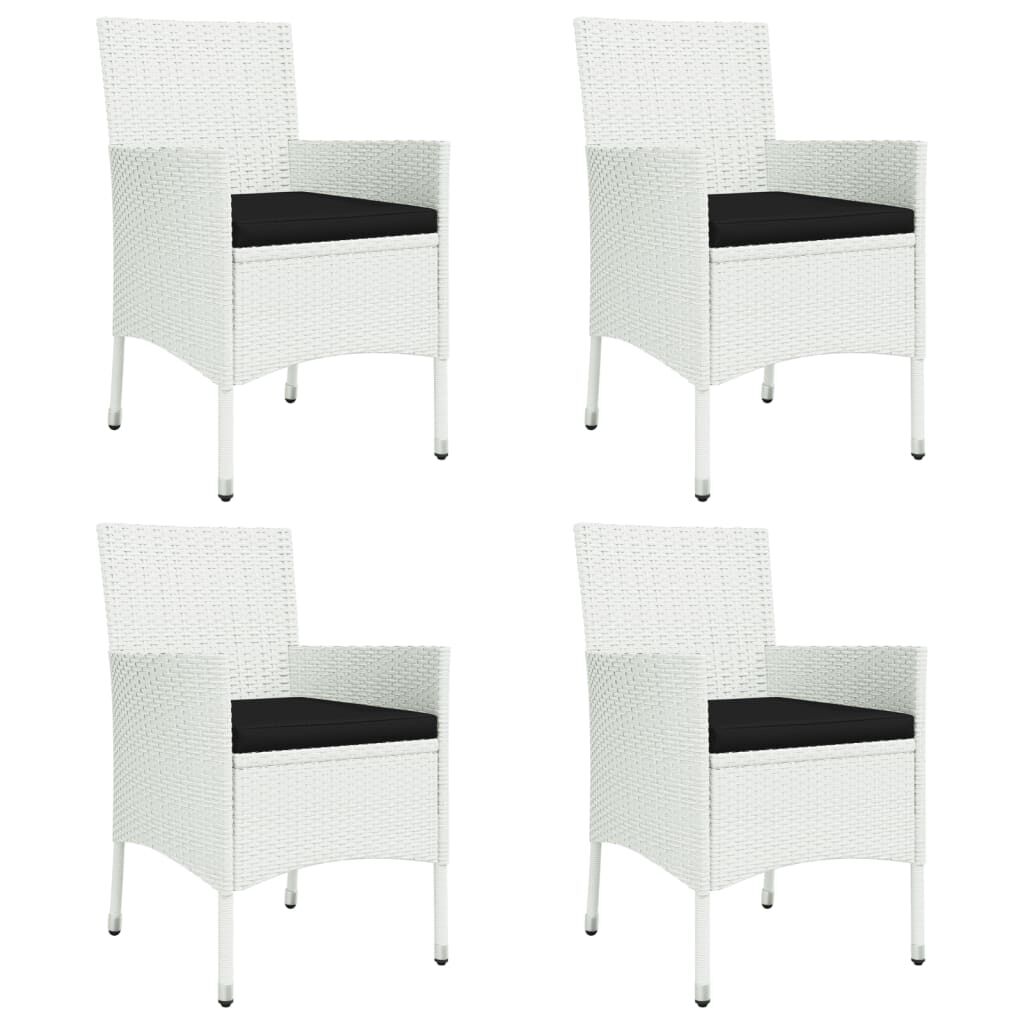 vidaXL 5 Piece Garden Dining Set with Cushions White Poly Rattan
