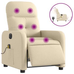 vidaXL Electric Massage Recliner Chair Cream Fabric