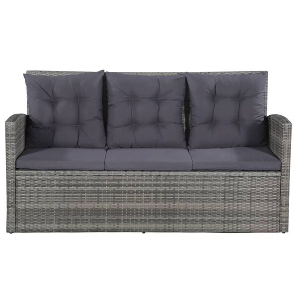 vidaXL 6 Piece Garden Lounge Set with Cushions Poly Rattan Grey