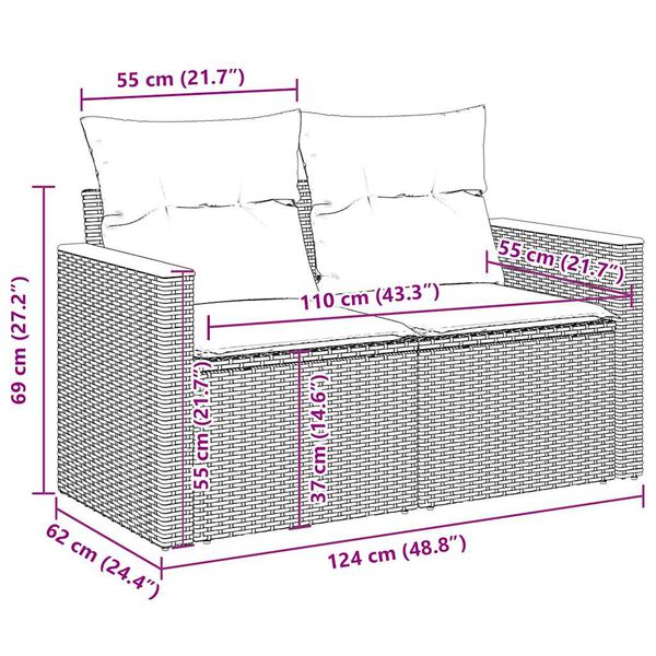 vidaXL 6 Piece Garden Sofa Set with Cushions Black Poly Rattan