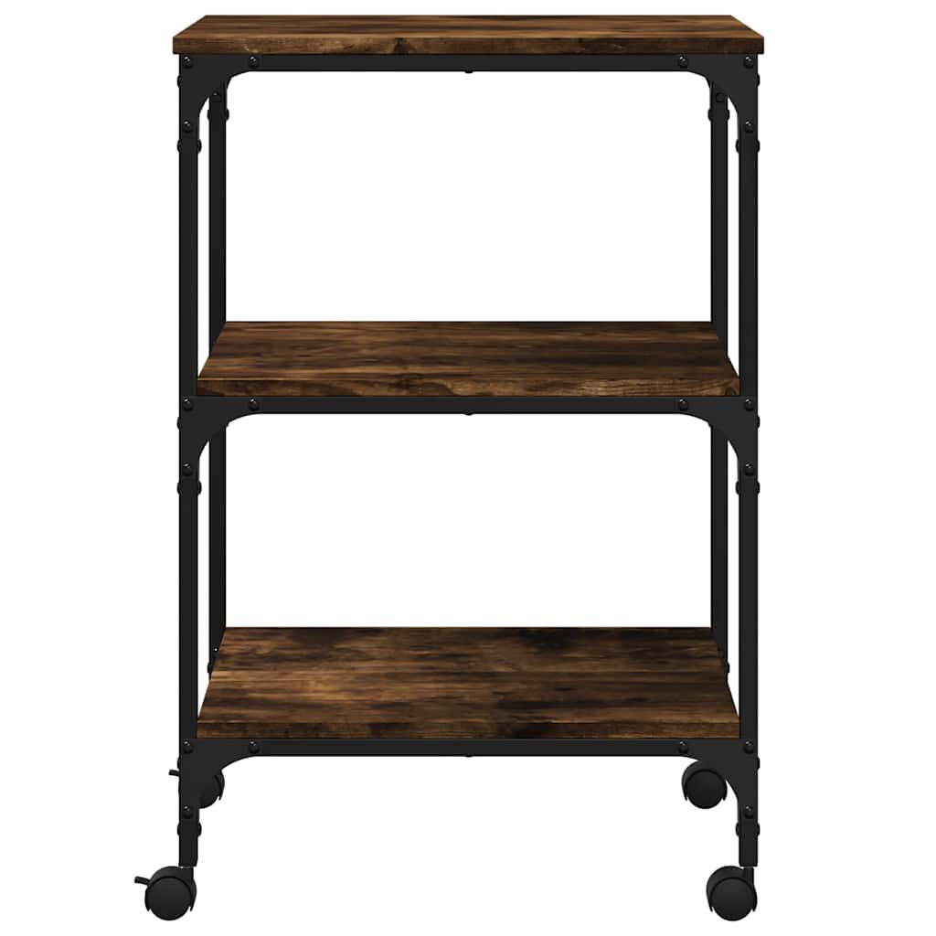 vidaXL Printer Stand 3-Tier Smoked Oak 50x41x75 cm Engineered Wood