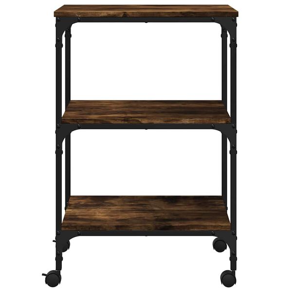 vidaXL Printer Stand 3-Tier Smoked Oak 50x41x75 cm Engineered Wood