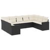 vidaXL 9 Piece Garden Sofa Set with Cushions Black Poly Rattan