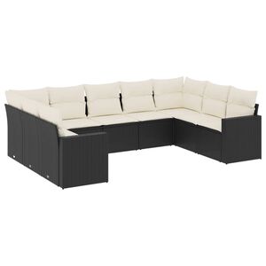vidaXL 9 Piece Garden Sofa Set with Cushions Black Poly Rattan
