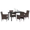 vidaXL Garden Dining Set with Cushion 5 pcs Brown Poly Rattan