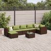 vidaXL 8 Piece Garden Lounge Set with Cushions Brown Poly Rattan