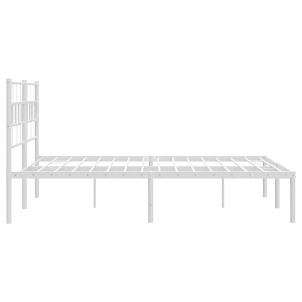 vidaXL Metal Bed Frame without Mattress with Headboard White 150x200cm