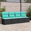 vidaXL 2 Piece Garden Sofa Set with Cushions Black Poly Rattan Acacia