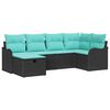 vidaXL Garden Sofa Set with Cushion 6 pcs Black Poly rattan