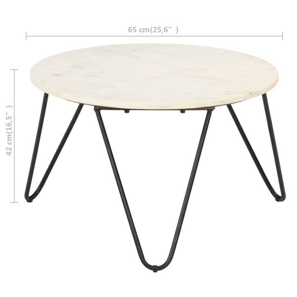 vidaXL Coffee Table White 65x65x42 cm Real Stone with Marble Texture