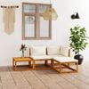 vidaXL 4 Piece Garden Lounge Set with Cushion Cream Solid Acacia Wood