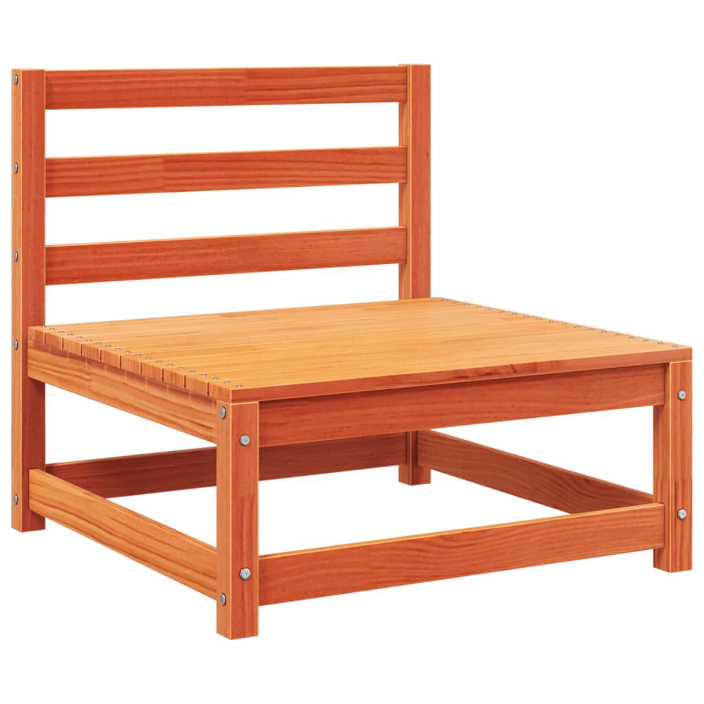 vidaXL Garden Sofa Armless with Cushions Wax Brown Solid Wood Pine