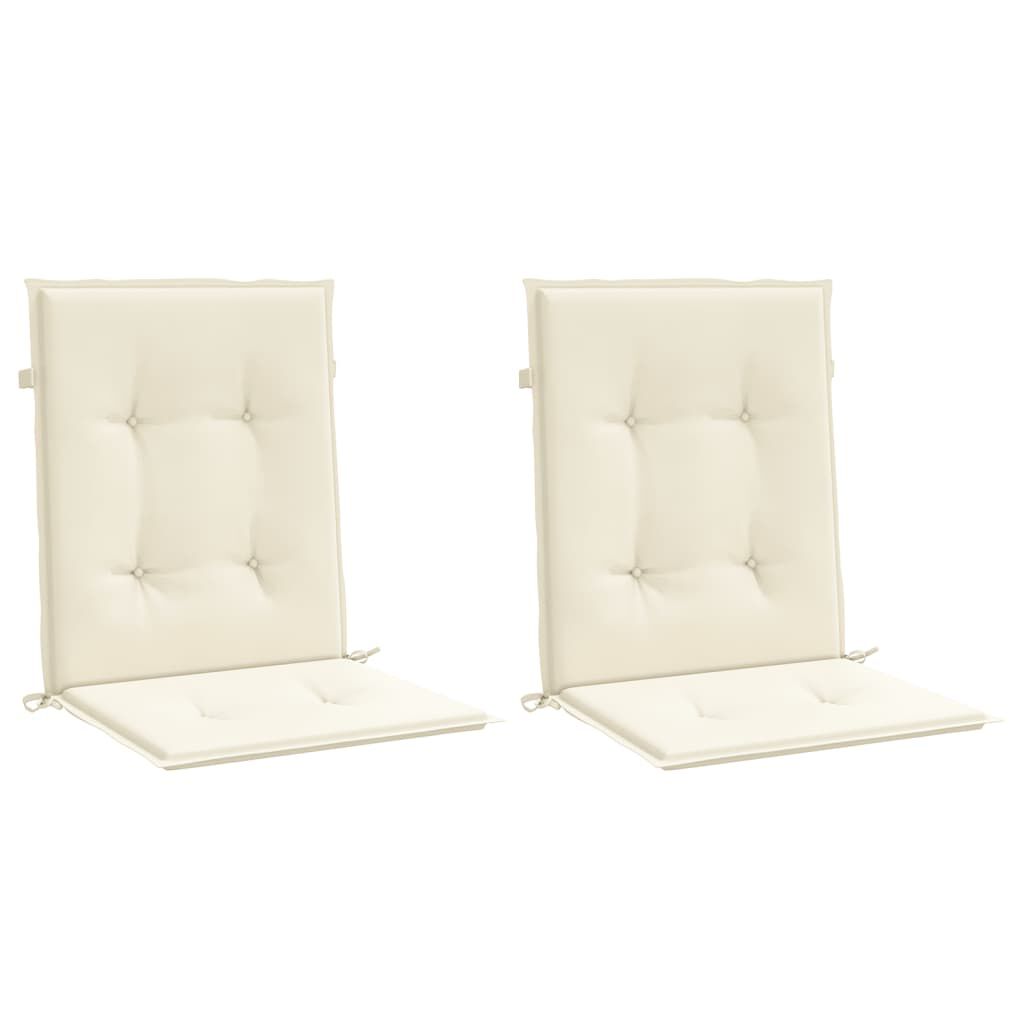 vidaXL Garden Lowback Chair Cushions 2 pcs Cream 100x50x3 cm Oxford Fabric
