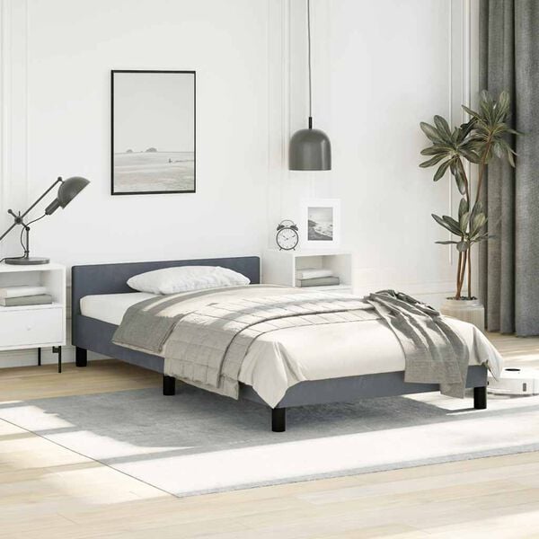 vidaXL Bed Frame without Mattress Dark Grey 100x190 cm Velvet