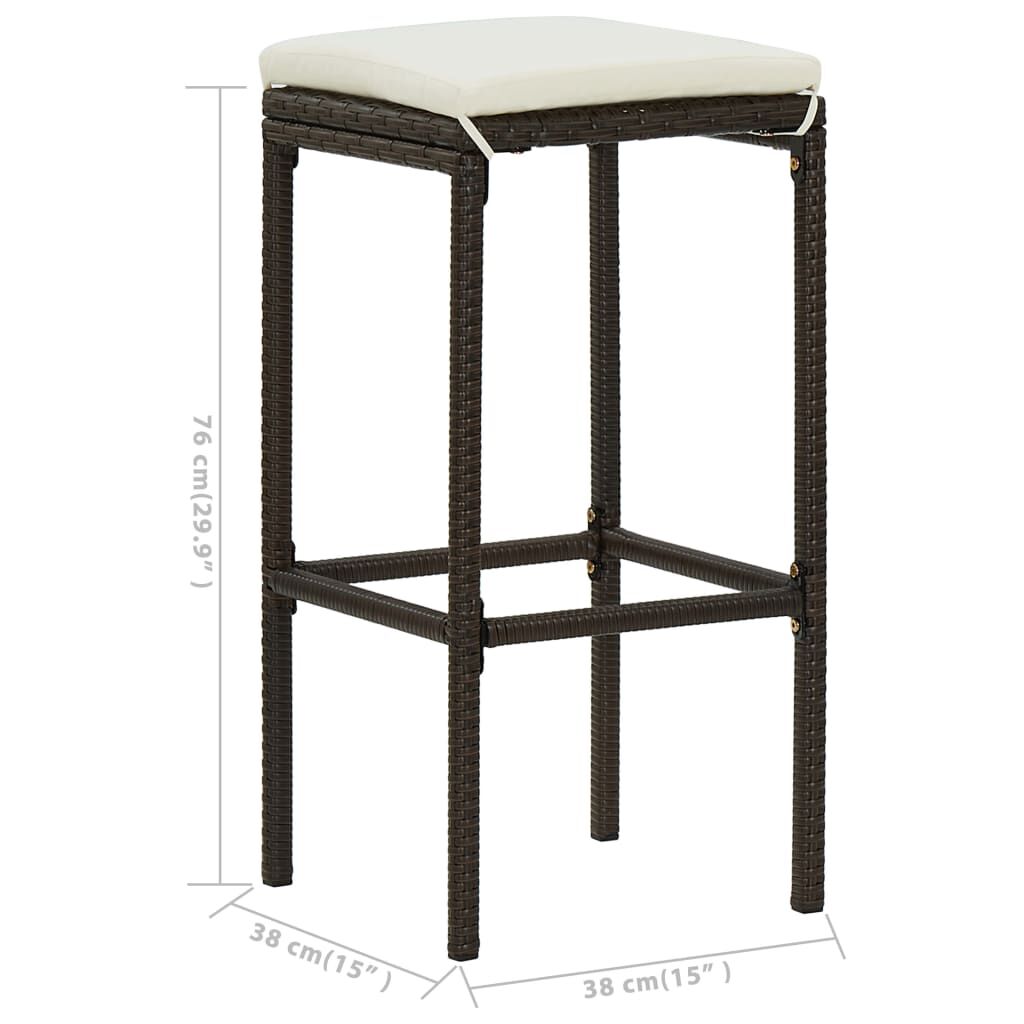 vidaXL 3 Piece Garden Bar Set with Cushions Brown