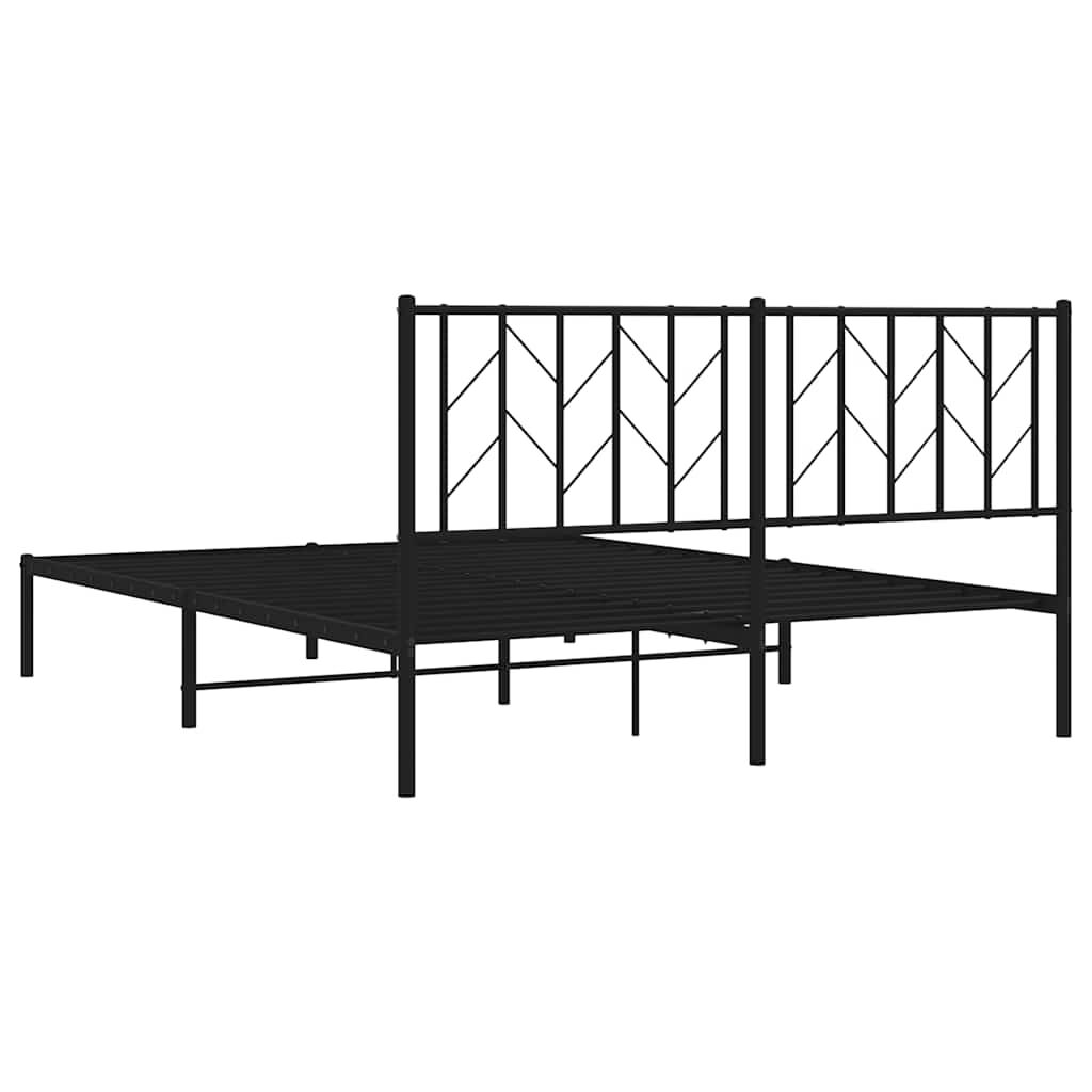 vidaXL Metal Bed Frame without Mattress with Headboard Black 150x200cm