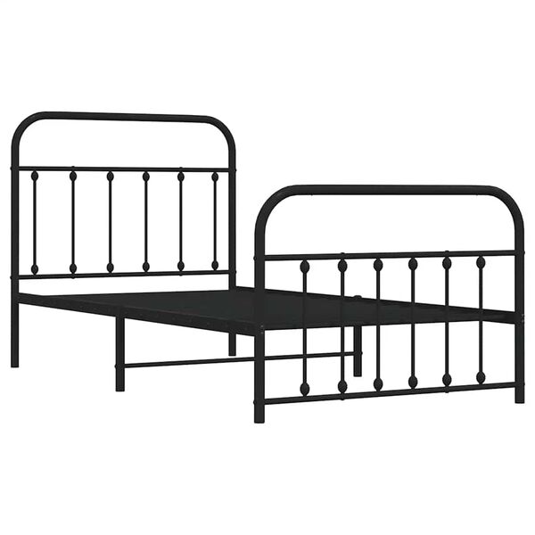 vidaXL Metal Bed Frame without Mattress with Footboard Black 100x190cm