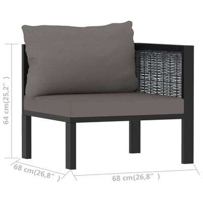 vidaXL Sectional Corner Sofa with Left Armrest Poly Rattan Anthracite