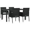 vidaXL 5 Piece Garden Dining Set with Cushions Black Poly Rattan