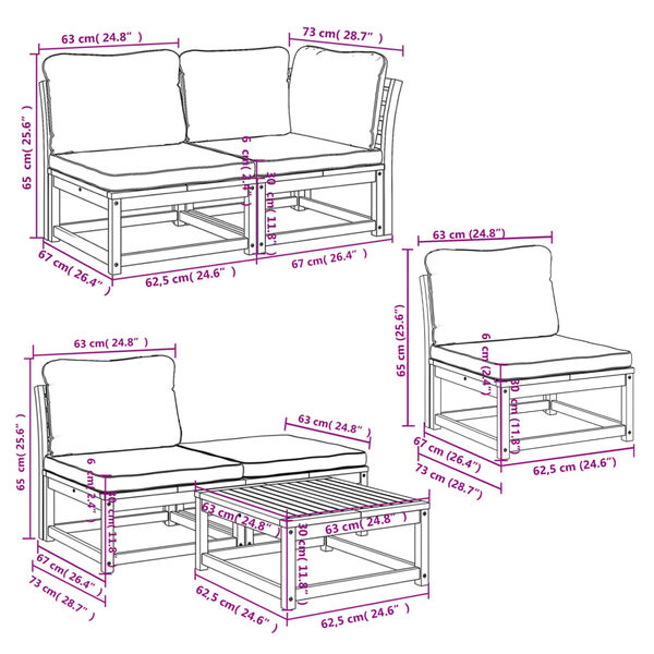 vidaXL 8 Piece Garden Lounge Set with Cushions Solid Wood Acacia