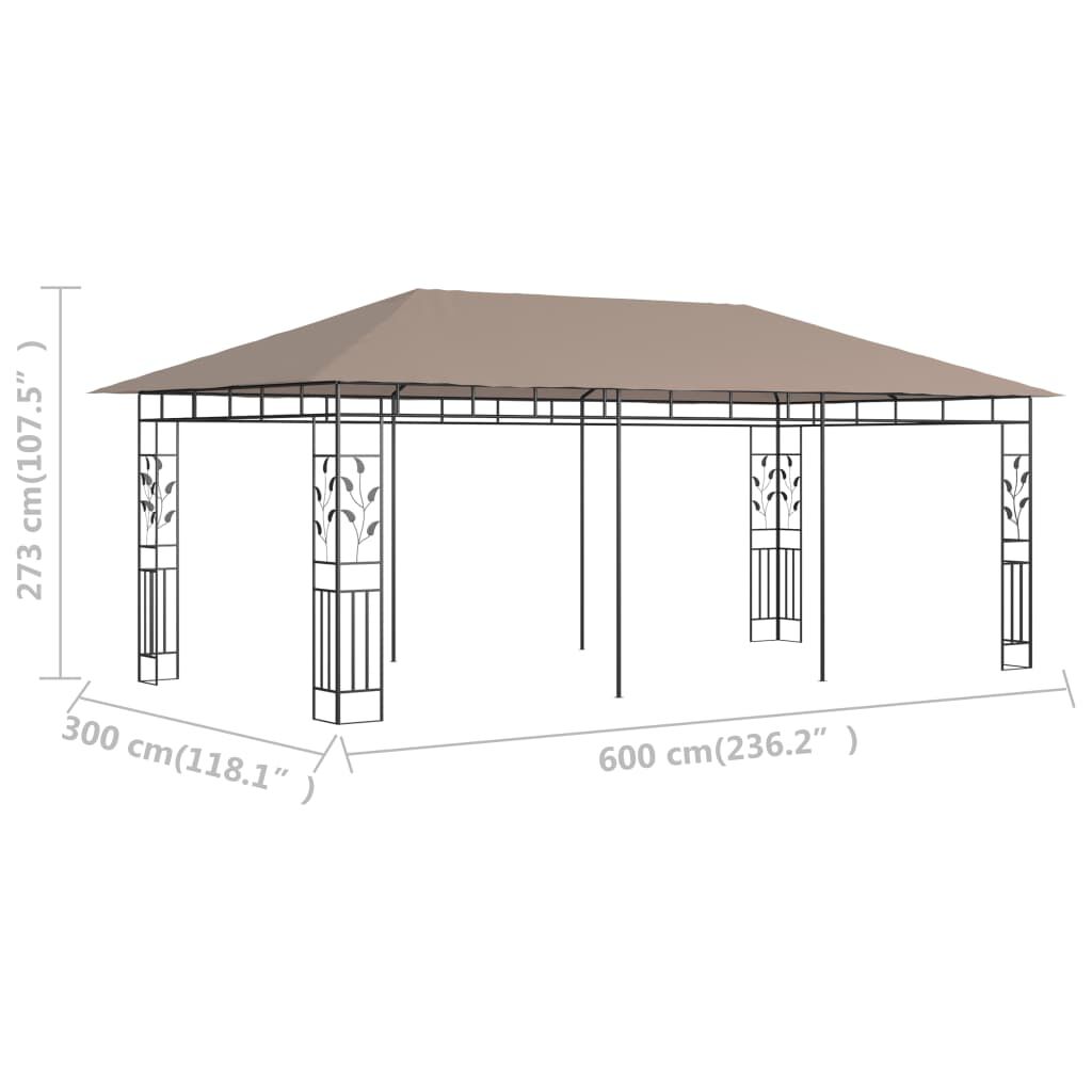vidaXL Gazebo with Mosquito Net 6x3x2.73 m Taupe 180 g/m²