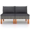 vidaXL Middle Sofas 2 pcs Poly Rattan and Solid Eucalyptus Wood
