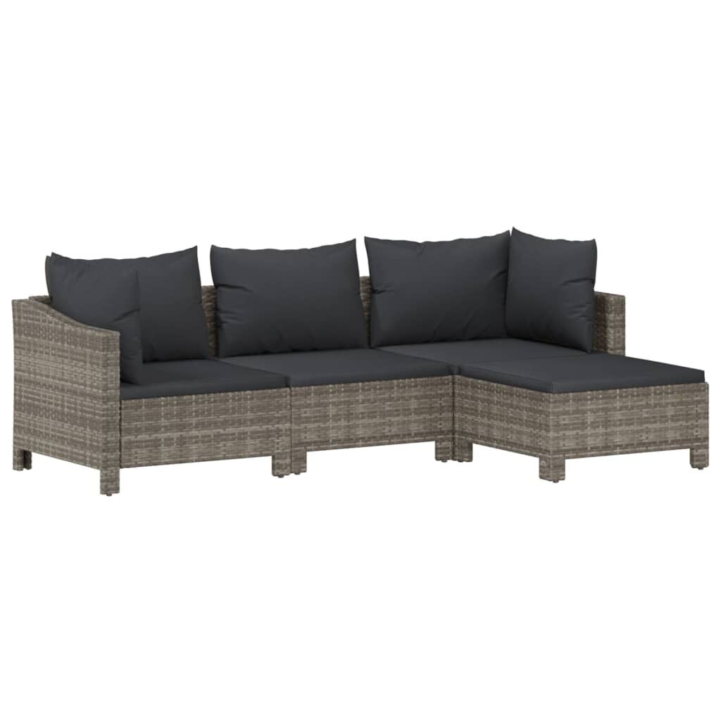 vidaXL 8 Piece Garden Lounge Set with Cushions Grey Poly Rattan